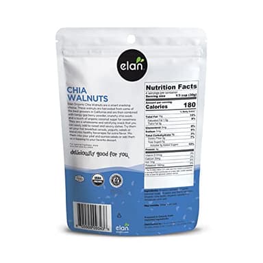 Elan Organic Chia Walnuts, 4.5 oz, Non-GMO, Gluten-Free, Vegan, Kosher, Healthy Snacks, Glazed Nuts with Chia Seeds, Goji Berry Powder & Himalayan Pink Salt, Superfood Infused Nuts - Image 2