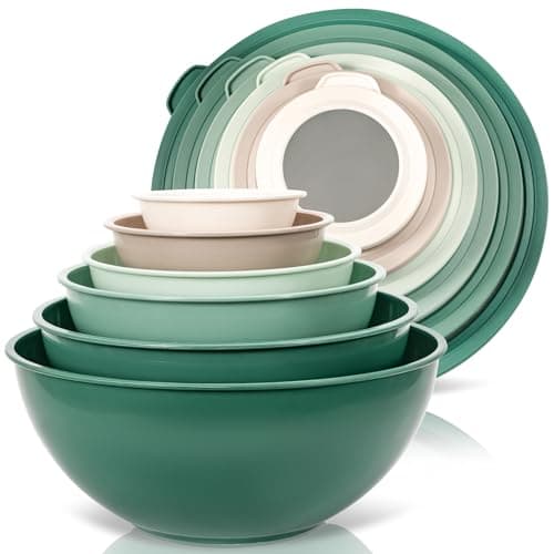 WHYSKO Mixing Bowl Set, 12 Piece Colorful Plastic Mixing Bowls with Lids Set for Food Prep Storage and Serving, Dishwasher Safe Microwave Safe for Kitchen Baking Cooking - Image 1