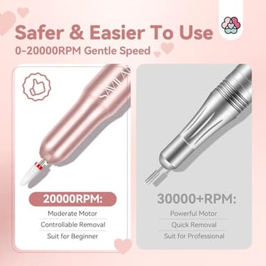 SAVILAND Acrylic Electric Nail Drill : Exclusive Love Series Portable Efile Nail Drill Machine Professional Complete Drill Bits for Remove Acrylic Nails Manicure & Toenails Nail Care Home Salon DIY - Image 4