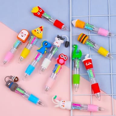 12Pcs Mini Multicolor Pens in One 4-in-1 Cute Pens Bulk for Kids, Ballpoint Pen for Birthdays and Children's Parties, Fun Pen Gifts Assorted Ink Kawaii Pen - Image 4