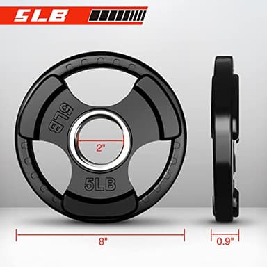 RitFit Weight Plates for Barbell, 2-Inch Olympic Rubber Grip Plates for Weightlifting and Strength Training in Home & Gym, Single, Pair and Sets(85LB, Set) - Image 2