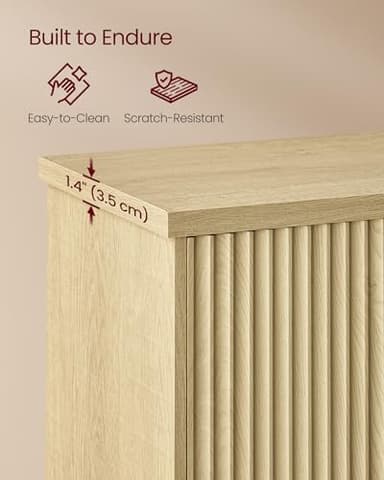 VASAGLE MAXE Collection - Transitional Buffet Cabinet, Console Cabinet, Sideboard with Adjustable Shelves, Fluted Doors, Buffet Table, Kitchen Pantry, Oak Beige UBBK382Y01S - Image 7