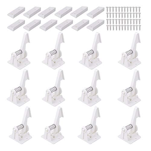 Vmaisi 12 Pack Cabinet Locks Child Safety Latches - Baby Proofing Cabinets Drawer Lock with Adhesive Easy Installation - No Drilling or Extra Screws (White) - Image 1