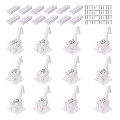 Vmaisi 12 Pack Cabinet Locks Child Safety Latches - Baby Proofing Cabinets Drawer Lock with Adhesive Easy Installation - No Drilling or Extra Screws (White) - Image 1