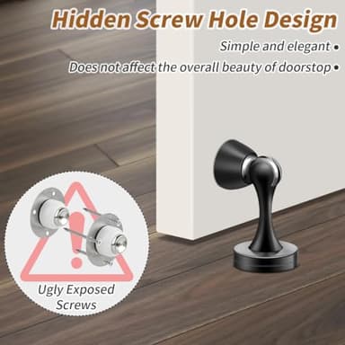 KOLAKO Magnetic Door Stopper, Black Door Stops, Wall Floor Mount Magnetic Door Catch Heavy Duty Magnet Stainless Steel Doorstops, Oil Rubbed - Image 4