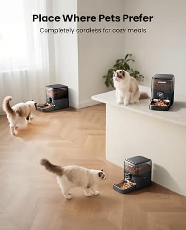 oneisall Cordless WiFi Automatic Cat Feeder, Tasty S2 Pro Rechargeable 100-Day Battery Operated Pet Feeder, 12 Cups/3L Timed Cat Food Dispenser for Large Kibble, Smart App Control (Black) - Image 3