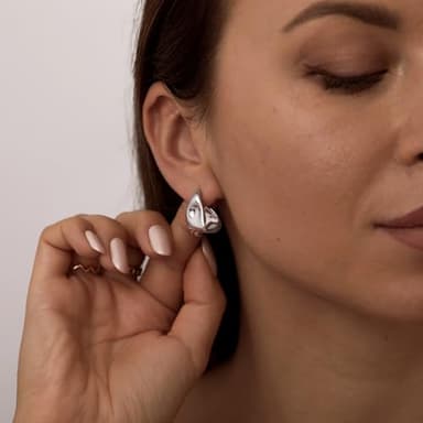 Kyerlyn Chunky Silver Earrings for Women, 14K Silver Plated Geometric Dangle Drop Earrings Statement Irregular Chunky Stud Trendy Hypoallergenic Fashion Jewelry Gift - Image 3