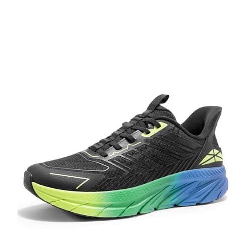 ALLSWIFIT Men's Slip On Walking Shoes Running Comfortable Tennis Breathable Non Slip Athletic Gym Workout Cross Training Fashion Sneakers,Size 9.5,Black/Green,SARR034M - Image 1