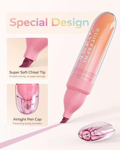 Four Candies 8 Pcs Highlighters Assorted Colors, Cute Pastel Highlighter Set, Dry Quickly, Soft Chisel Tip, Bible Highlighter for No Bleed, Back to School Supplies，Aesthetic Highlighters for Office - Image 3
