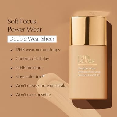 Estée Lauder Double Wear Sheer Matte Foundation SPF 19 | 12-Hour Wear, 1.0 Fl Oz, 1C1 Cool Bone - Image 7