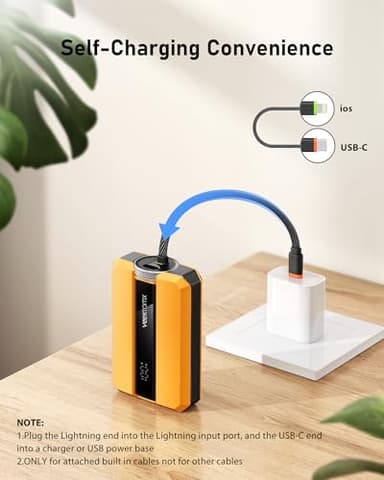 VEEKTOMX PD 30W Super Fast Charging Portable Charger 10000mAh, Small Power Bank with Detachable USB C Dual Ports Built-in Cord, Compact Travel Battery Pack Compatible with iPhone/Samsung/MacBook/iPad - Image 5