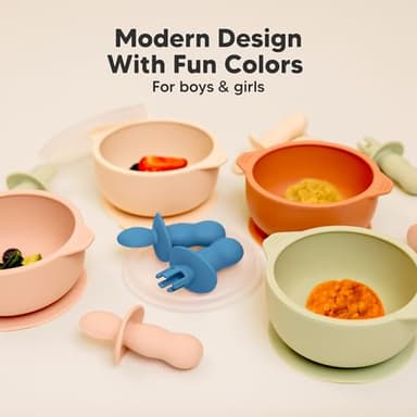 KeaBabies 4-Pack Silicone Baby Spoons and Forks Set - Baby Led Weaning Utensils 6-12 Months, Self Feeding Toddler Spoon & Fork for Training, Teething, Easy to Hold, BPA-Free Silicone (Kea) - Image 9