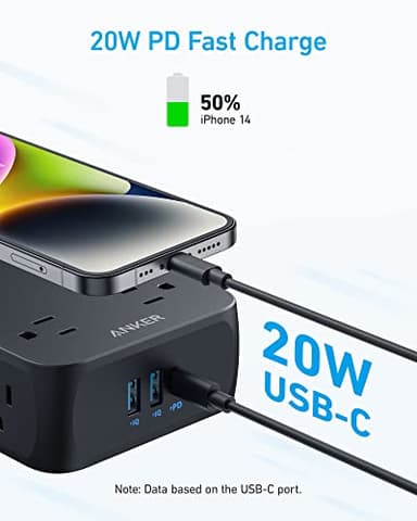 Anker Power Strip with USB Ports,5Ft,Surge Protector(2000J),8 Widely Outlet Extender, 2 USB-A Ports and 1 USB-C Port, Works with iPhone 16/16 Plus/16 Pro/16 Pro Max,for Home, Office, TUV Listed - Image 3