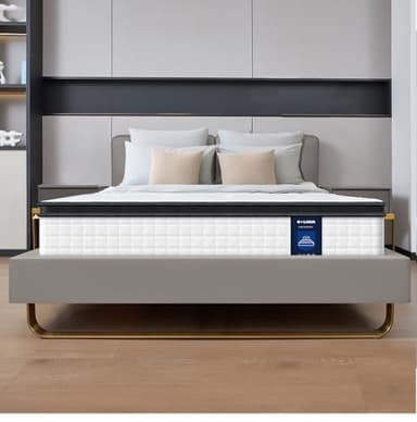 G LAXIA 12 Inch White Twin Spring Mattress,Medium Firm with Gel Memory Foam,Individually Pocketed Coil,Fiberglass-Free Fire Retardant CertiPUR-US Certified,75"*39"*12" - Image 2