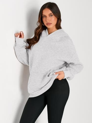 Trendy Queen Womens Oversized Hoodies Fleece Sweatshirts Fall Fashion Pullover Sweaters Winter Clothes 2025 Grey S - Image 2