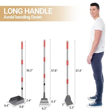 Heeyoo Dog Pooper Scooper, Dog Poop Tray and Rake Set, Pet Waste Removal Scoop with Long Adjustable Sectional Stainless Handles - Image 3