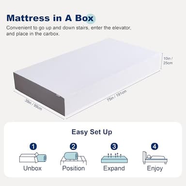 Amazon Basics Memory Foam Mattress, Soft Plush Feel, 10 Inch, Twin, White/Grey - Image 2