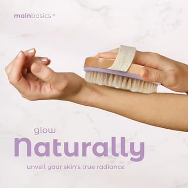 MainBasics Dry Brushing Body Brush for Lymphatic Drainage, Dry Skin, Cellulite, Blood Circulation with Exfoliating Natural Bristles and Massage Nodes for Flawless Skin - Image 3