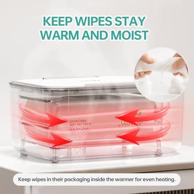 Baby Wipe Warmer, Wipe Warmer and Baby Wet Wipes Dispenser, Smart Precise Temperature Control Large Capacity Evenly Overall Heating Silence, Wipes Warmer for Babies Portable Wipe Warmer (White) - Image 8