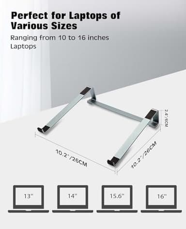 Thibault Aluminum Laptop Stand for Desk - Cooling Ergonomic Design - Fits MacBook Air Pro/DELL/HP/Lenovo/ThinkPad/Alienware - 14/15.6/16 -Easy Assembly- Ventilated Laptop Stand - Blue Grey - Image 4