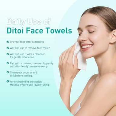 Face Towels, 10"×12" Disposable Face Towel, Face Towelettes XL, Ultra Soft Makeup Remover Dry Wipes, Thick Face Towel for Cleansing,100 Count (2 Pack) - Image 2