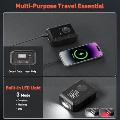 Tire Inflator Portable Air Compressor - Air Pump for Car Tires Cordless Rechargeable, 150PSI Electric Bike Tire Pump with Pressure Gauge for Bicycle Motorcycle Ball, Gifts for Car Owner, Auto Shutoff - Image 5