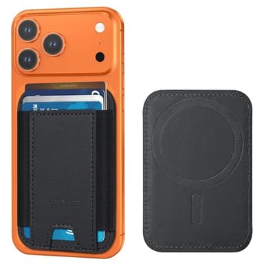 for MagSafe Wallet, Stronger Magnetic Wallet for iPhone 17/16/15/14/13/12 Series, 7 Cards Holder, Magnetic Phone Wallets, Vegan Leather Minimalist Slim RFID for iPhone Wallets, 1 Slot, Black & Black - Image 1