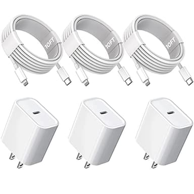 10FT iPhone Fast Charger,3Pack Extra Long[Apple MFi Certified]iPhone Charger Fast Charging Quick 10Foot USB C to Lightning Cable Cord Adapter Block for iPhone 14 Pro Max/14 Plus/13/12Mini/11/XS/X/iPad - Image 1