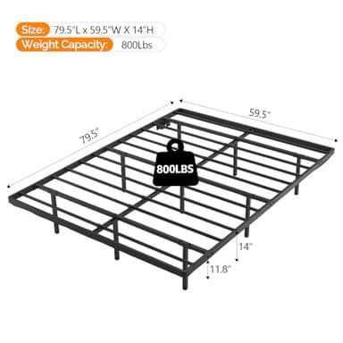 VINGLI Floating Bed Frame Queen with USB Charging Station/LED Lights, 14'' Platform Bed Frame Heavy Duty Metal Bed Queen Size for Kids Teens & Adults, No Box Spring Needed,Black - Image 2