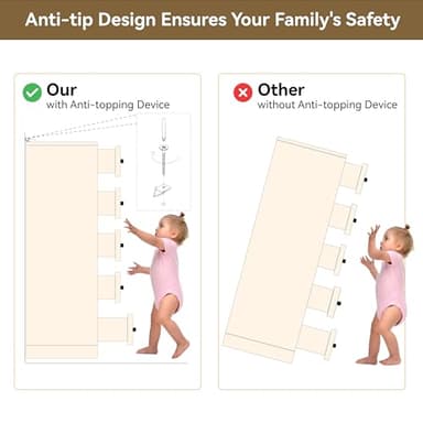 GEPELCN Dresser for Bedroom with Power Outlets Wood 5 Drawer Dresser with Large Storage Space Black Chest of Drawers with Smooth Metal Rail Tall Storage Organizer for Bedroom Living Room Closet - Image 9