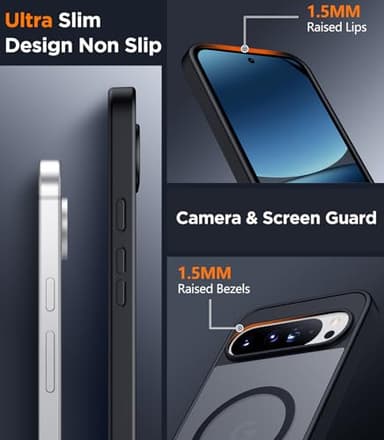 SPIDERCASE Magnetic for Google Pixel 10/Pixel 10 Pro Case, Military Grade Drop Protection Slim Translucent Matte Shockproof Anti-Fingerprint Phone Case for Pixel 10/10 Pro, Black - Image 4