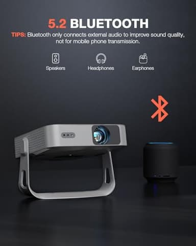 【Netflix-Licensed Projector & Native 1080P】Thinnest 3.36" Smart Mini Projector with WiFi and Bluetooth, Auto Focus & Keystone Portable Outdoor Projector, VOPLLS 4K Support Home Movie Projector - Image 7