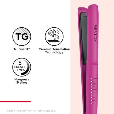 REVLON Ceramic Tourmaline 1" Flat Iron - Hair Straightener Evenly Distributes Heat for Less Damage, 5 Preset Temperatures for All Hair Types - Image 6