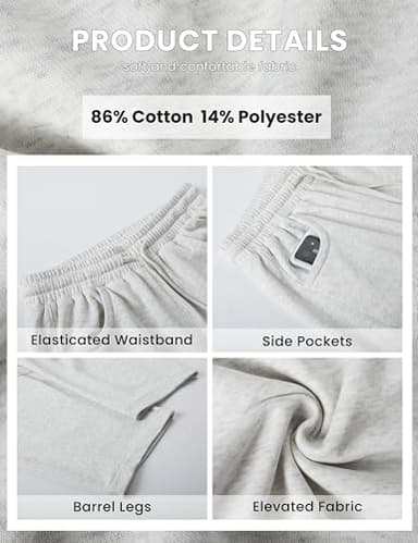 SeekMe Women's Barrel Leg Sweatpant Drawstring Elastic Waisted Wide Leg Pants Casual Cotton Palazzo Trousers with Pockets (0009-White-S) - Image 3