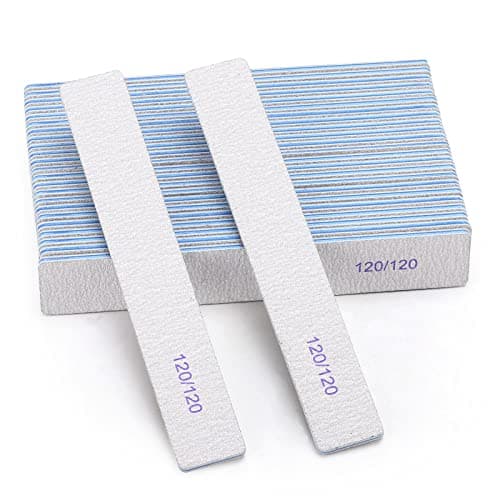 25 Pieces 120 Grit Rectangle Nail Files for Acrylic Nails and Natural Nails, Reusable Nail Buffers Double Sided Emery Boards Manicure Tools - Image 1
