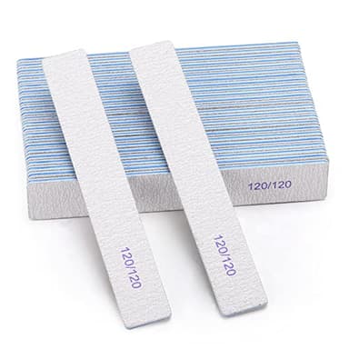 25 Pieces 120 Grit Rectangle Nail Files for Acrylic Nails and Natural Nails, Reusable Nail Buffers Double Sided Emery Boards Manicure Tools - Image 1
