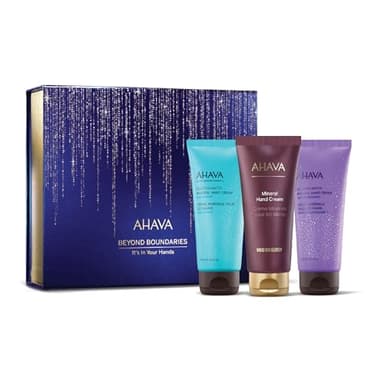 AHAVA It's In Your Hands Gift Set - Includes Mineral Hand Creams of Sea-Kissed, Vivid Burgundy & Spring Blossom, 3 x 3.4 Fl.Oz & Sample Crystal Osmoter X6 Serum - Image 1