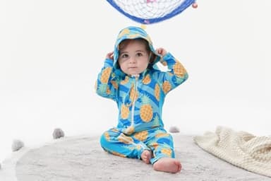 UNIFACO Baby Swimsuit Infant Bathing Suits Rash Guard 9-12 Months Swimwear One Piece Sunsuit with Sun Hat Beach Wear - Image 5