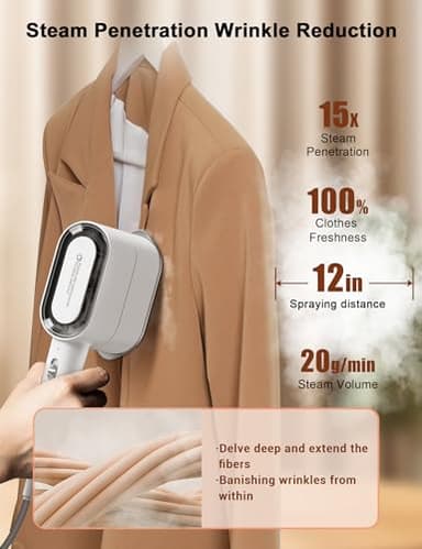 KopBeau Steamer for Clothes,2-in-1 Clothes Steamer & Iron for Wrinkles Remover,NTC Precision Ironing Protects Clothes,14 Min of Continuous Steam,1000W Travel Steamer for Travel and Home Use,White - Image 3