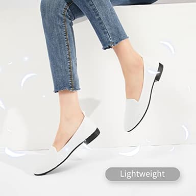 BABUDOG Women's Sparkly Flats Shoes Shiny Mesh Loafers Shoes Soft Memory Foam Flats(Sparkly White.US9) - Image 5