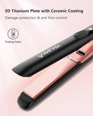 Annlary Hair Straightener 1 Inch Flat Iron and Curler 2 in 1 Titanium Ceramic Ionic Dual Voltage Straightener with Heat-Resistant Silicone, for Less Frizz, Shinier & Smoother - Image 4