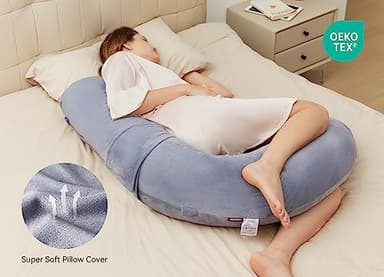 Momcozy Pregnancy Pillow, Original F Shaped Maternity Pillow for Pregnant Women with Adjustable Wedge Pillow, Full Body Support Pregnancy Pillows for Side Sleeping with Velvet Cover, Grey - Image 7