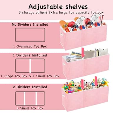 Boxgambol Extra Large Toy Box, Toy Storage Organizer with Lid, Oxford Fabric Collapsible Sturdy Toy Chest Bins Baskets for Livingroom,Playroom, Nursery, Bedroom, Closet (Pink) - Image 4