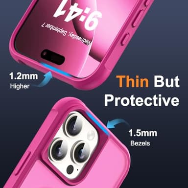 SKYLMW Compatible with iPhone 16 Pro Case with Invisible Magnetic O-Ring Stand Military-Grade Translucent Case for iPhone 16 Pro 6.3" [Compatible with Mag-Safe][Great Grip Feeling], Rose - Image 6