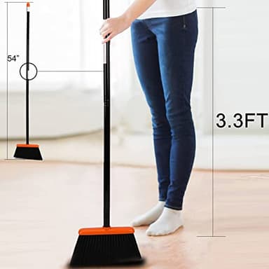 TreeLen Broom and Dustpan Set with 52" Long Handle for Home Kitchen Room Office Lobby Floor Use Upright Stand Up Stand Up Broom with Dustpan Combo - Image 3