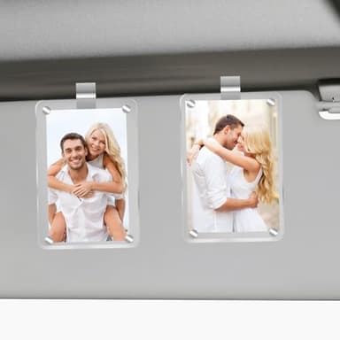 2Pcs Car Picture Holder, Acrylic Magnetic Personalized Photo Holder Car Accessories Car Photo Holder Car Visor Clip, Personalized Car Picture Frame, Suitable for Adding Family or Personal Photos - Image 1