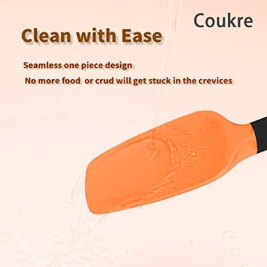 Coukre Silicone Spatula Set of 5,High Temperature Resistant, Food Grade Silicone, Dishwasher Safe, for Baking cooking (Orange) - Image 4