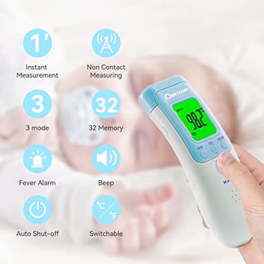 Berrcom Forehead Thermometer for Adults and Kids, Non-Contact Infrared Digital Thermometers for Fever, Room, and Object, Touchless Temperature Gun with Fever Alert - Image 6