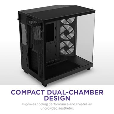NZXT H6 Flow RGB Mid-Tower Airflow Case with 3 RGB Fans, Panoramic Glass Panels, Cable Management - Black - Image 3