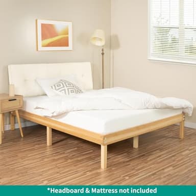 Minimalist Queen Solid Pine Wood Bed Frame with Japanese-Inspired Design, 9.7-Inch Underbed Storage No Box Spring Needed, Low-Profile 300 lb Capacity for Serene Durable Living Spaces, Natural - Image 3